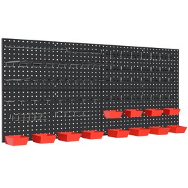 Daanxw 158PCS Metal Pegboard Kit with Hooks for Wall Garage Tools Pegboard Storage System for Garage (Red Box, 4-12X24)