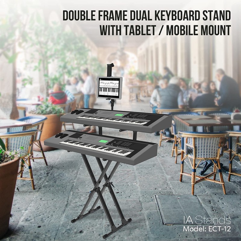 IA Stands ECT12 Adjustable X-Style Dual Keyboard Stand