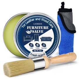 LANBEIDE Furniture Salve with Brush for Leather Wood, Polisher and Conditioner for Leather Couch and Furniture-Repair Salve 4OZ with Brush and Towel