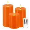 VEEKI Orange Flameless Candles, Set of 3 Flickering LED Candles
