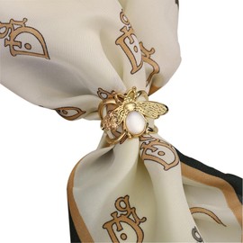 2PCS Bee and Butterfly Silk Scarf Ring Brooch Shawl Clips Metallic Scarves Slide Buckle Wrap Clasp Ring for Women’s Shawl, Silk Neckerchief, T-Shirt