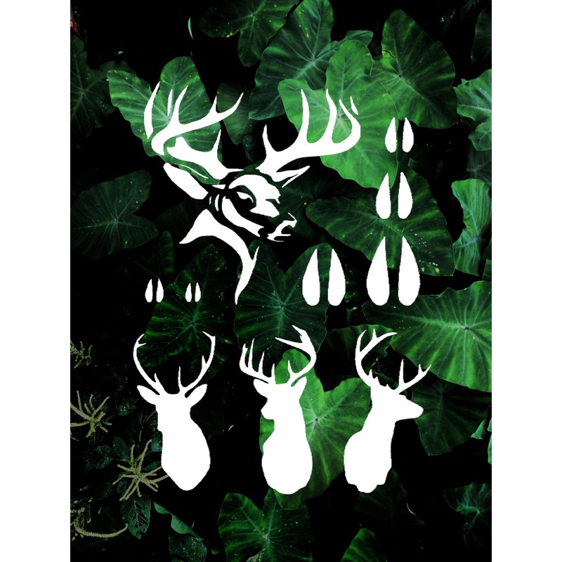 Hunting Buck Head and Tracks Deer Stencil, 8.5 x 11