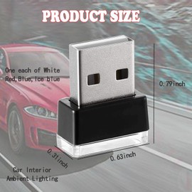 Unifizz 4 PCS USB LED Car Interior Atmosphere Lamp, Portable Mini LED Night Light, Plug-in USB Interface Trunk Ambient Lighting Kit, Universal Car Interior Accessories
