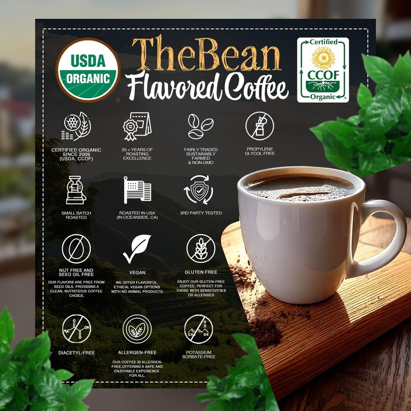 The Bean Organic Coffee Company Vanilla Bean, Medium Roast, Ground