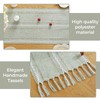 1 Green Table Runner, Linen Table Runner, Hollow Tassel Table