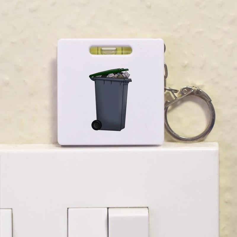 Azeeda 'Wheelie Bin' Keyring Tape Measure/Spirit Level Tool (KM00028211)