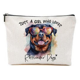 CFGBFDGH Rottweiler Gifts for Woman Makeup Bag Rottweiler Lovers Cosmetic Bag Travel Organizer Bags Makeup Pouch, Christmas Birthday Friendship Animal Lovers Gifts for Women Girls Sisters