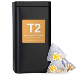 T2 Tea Lemongrass & Ginger 60 Tea Bags Tin, Great for Digestion & Colds, 60 Count, Lemongrass & Ginger Herbal