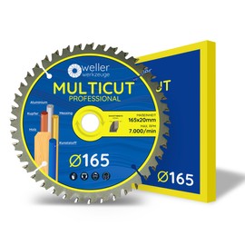 WELLERWERKZEUGE Professional Multicut Circular Saw Blade 165 x 20 mm + 16 mm 40 Teeth for Wood Plastic Aluminium Suitable for Cordless Circular Saw Table Saw