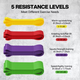 Soulchen Pull up Assistance Bands System up to 530 Lbs, 4 Pcs Resistance Band with Assist Belt Nylon Strap and Door Anchor for Working Out Strength Training Home Fitness Shape Body