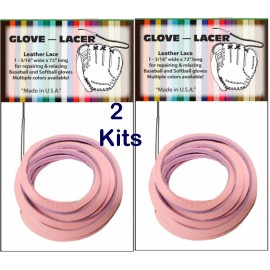 Wood-n-Stuff.com Baseball Softball Glove Repair 2 Kit ~ Pink w/Lilac Edges Leather Lace 3/16"x72"