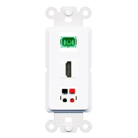 RiteAV 1 Port HDMI SC-APC-Simplex Speaker Coupler Jack Insert Rocker Module Female-Female for Decorative Wall Cover Face Plate [White]