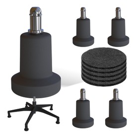 Bell Glides Replacement Office Chair or Stool Swivel Caster Wheels to Fixed Stationary Castors (Bell Glides Long)