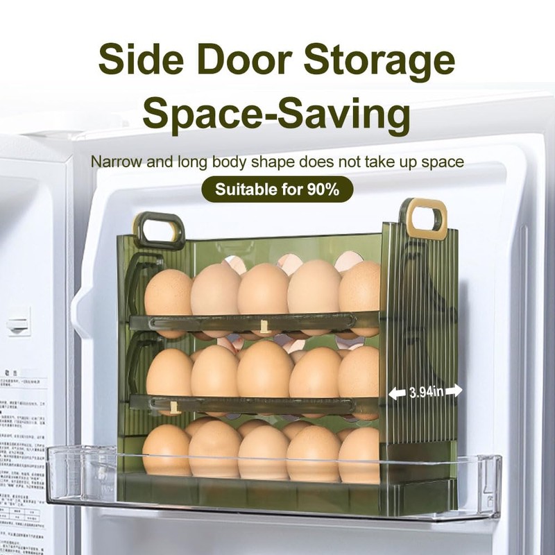 Koja Three-layer Flip-up Egg Storage Container Holder for Refrigerator, Kitchen.