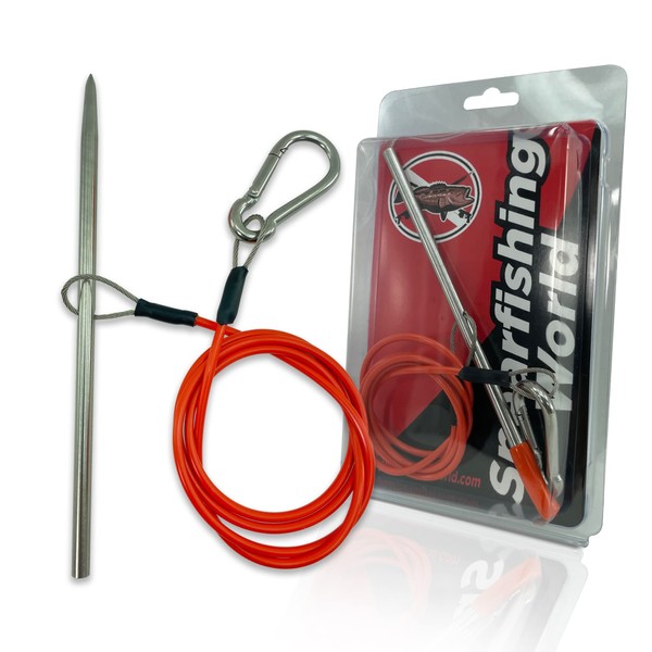 Fish Stringer for Spearfishing with Coated Stainless Steel Cable and Heavy Duty Carabiner