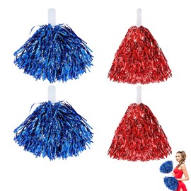 Pack of 4 Cheerleader Pompoms, Cheerleading, Pom Poms, Cheerleading, Pom Poms, Cheerleader, Metal Foil Cheerleading Pom Poms Used for Sports Competition Carnival Parties