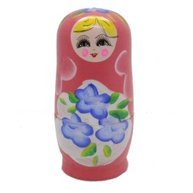 Aries boutique Medium Pink Floral Russian Dolls - Decorative Dolls, Hand Painted, Matryoshka Doll, Stacking Dolls, 6 Piece Figure Set