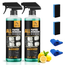 rexibuz 2Pcs All Purpose Degreaser for Car and House,Lemon Scent,Heavy-Duty Cleaning Spray For Car Interior and Exterior,Quick Stain Removal for Kitchen,Countertops,Appliances,120ml/4fl.oz