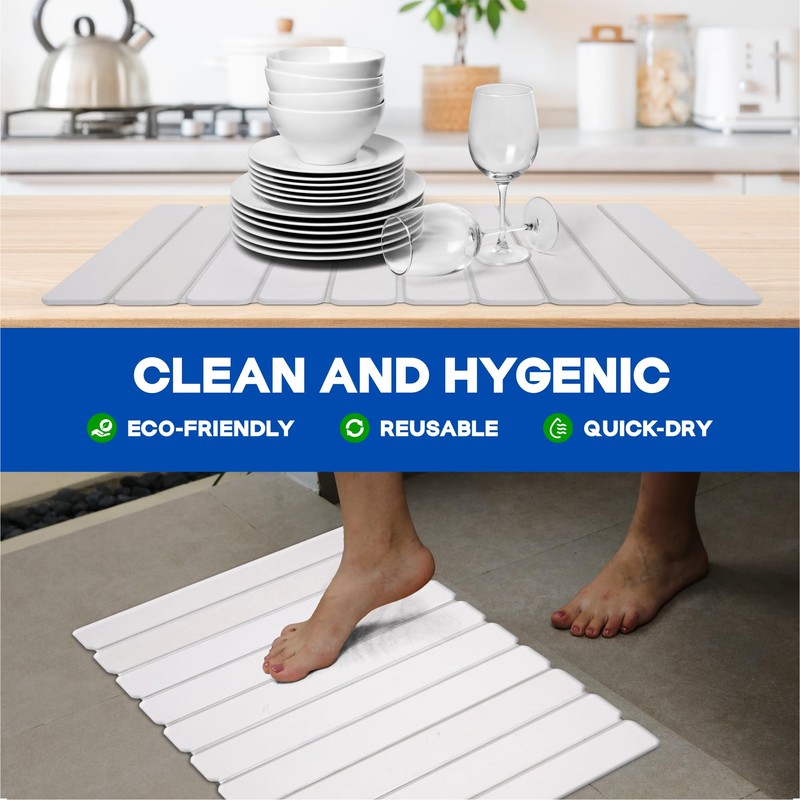 Stone Drying Mat for Kitchen Counter – Large Foldable Diatomaceous