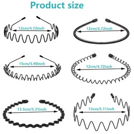 6 Pieces Metal Hair Band Wavy Hair Band Unisex Metal Alice Band Multiple Styles Suitable for Sports Yoga Makeup