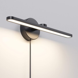 MantoLite LED Vanity Lighting Fixtures, 16 inch Wall Mounted Plug in Light Fixtures, Bathroom Over Mirror Lamp Modern Home Bedside Wall Picture Lamps Sconces,11W 3000K Black Make-up Mirror Front Lamp