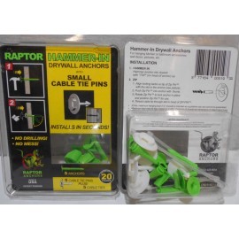 RAPTOR X2 RAPTOR HAMMER IN DRYWALL ANCHORS WITH SMALL CABLE TIE PINS HOLDS 20LBS
