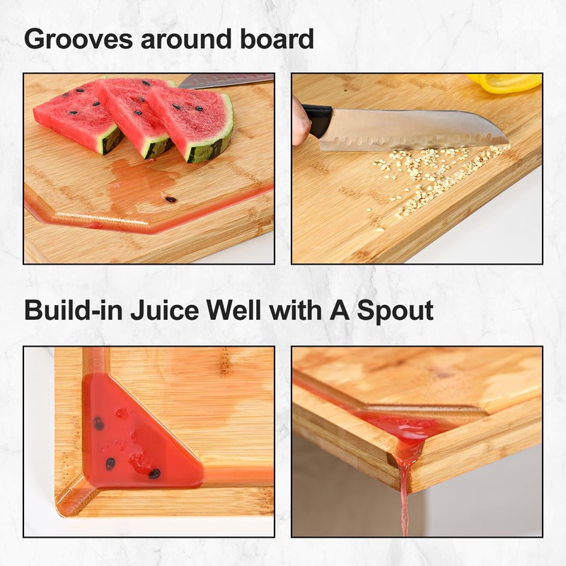 24 x 18 Extra Large Bamboo Serving Boards for Kitchen,