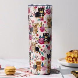 Baiheyi Yorkie Tumbler - Yorkie Gifts for Women - Gifts for Dog Lovers - Dog Gift - Travel Coffee Mugs for Hot and Cold Drinks - With Straw and Lid 20 OZ