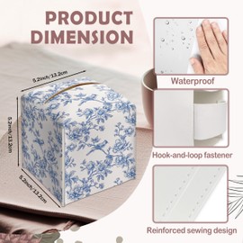 Blue Flower and Bird Decorative Square Leather Tissue Box Cover - Tissue Holder Gifts for Women and Friends on Birthday Housewarming Home Decor Decorative for Bathroom Kitchen Office Car - A08