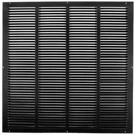 HVAC Premium 14'' x 20'' [Duct Opening] Flat Stamped Steel Return Air Grille - Sidewall and Ceiling - HVAC Vent Duct Cover - Black [Outer Dimensions: 15.75''w X 21.75''h]