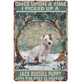 Jack Russell Puppy New Metal Tin Sign Retro Style Metal Poster Tin Sign Vintage Wall Decor for Cafe Bar Pub Home Beer Decoration Crafts 8x12 Inches