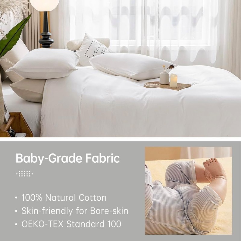 JELLYMONI White Duvet Cover Full Size - 100% Washed Cotton