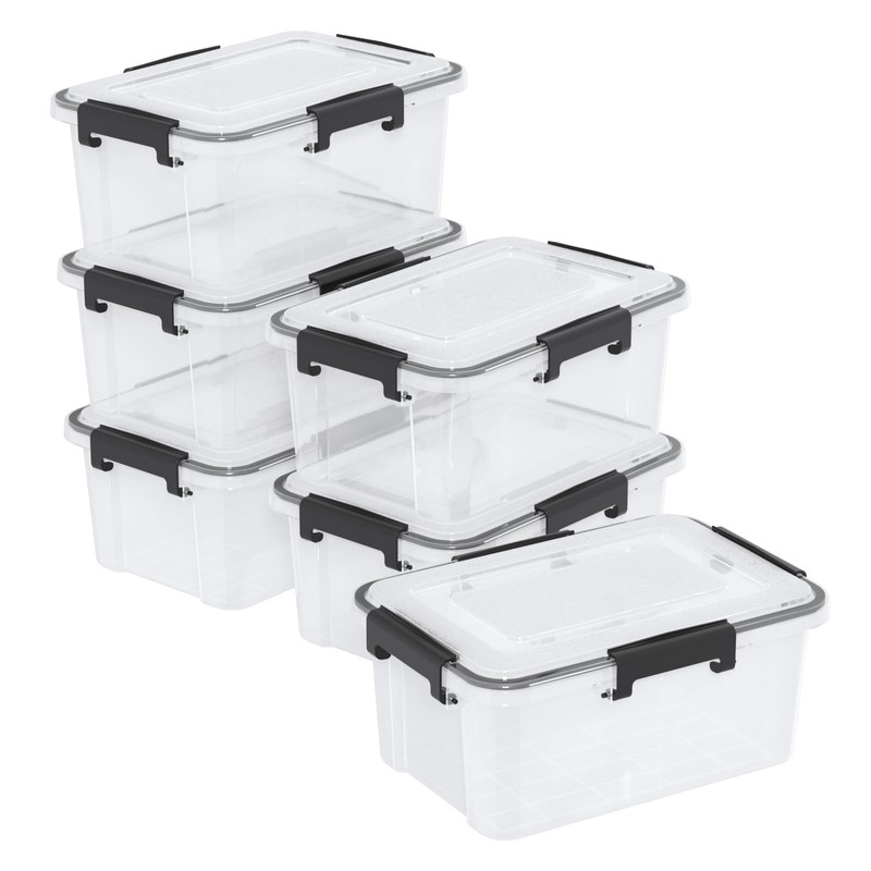 Uumitty 6-Pack 10.5 Quart Plastic Storage Bin Tote Organizing Container,