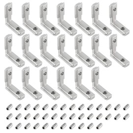 alwaiiz Pack of 20 Aluminium Angle, Aluminium Profiles 2020 Groove 6 M5 T Slot 90° L-Shape Brackets Inner Corner Connector, Aluminium Profile Connector Angle Angle with Screws