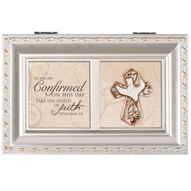 Cottage Garden Confirmation Inspirational Champagne Silver Petite Music Box Plays Amazing Grace