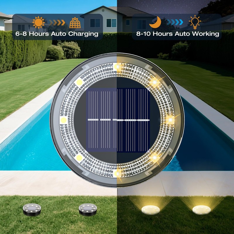 vighep Mini Solar Ground Lights, 24 Pack Solar Lights Outdoor