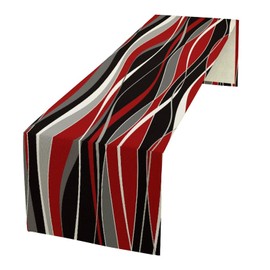 Abstract Modern Geometric Table Runner Red Black Gray Minimalist Contemporary Geometry Ombre Wave Stripe Dinner Runners for Kitchen Dining Holiday Party Decor 13x70in