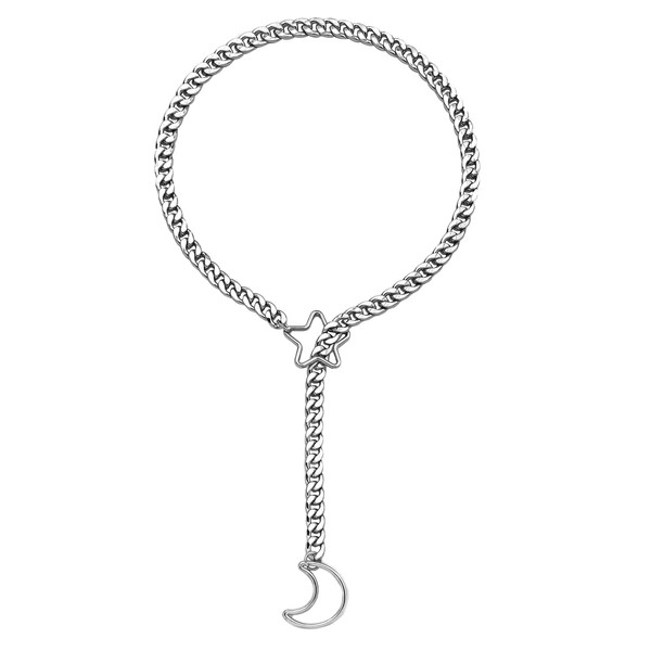 ZENGSING Slip Chain Lariat Y Choker Necklace Stainless Steel Slip