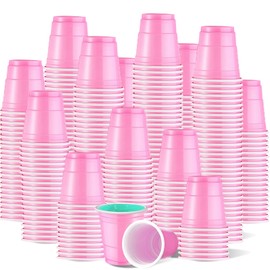 cssopenss 500 pcs pink Plastic Shot Cups pink 2 oz Plastic Shot Glasses pink shot glasses disposable for drinking Tastings served Snacks Jello Tastings and Samples