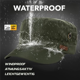 TOP-EX Mens Waterproof Army Cap Military Hats Baseball Caps, Unisex Rain Cadet Hat for Outdoor Golf Walking Black XL