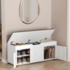 Akxomel Shoe Bench with Lift-Top Storage, 3 Barn Doors Entryway