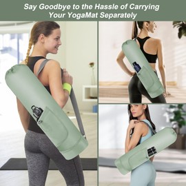 Yoga Mat Bag with Water Bottle, Full Zip Yoga Mat Carrier Adjustable Strap Yoga Mat Holder with Pocket Waterproof Yoga Bags for Women Men (Green)