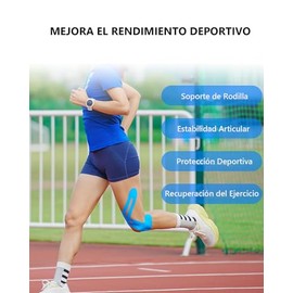 8 Uds Tape para Rodilla y 2 Rolls Cinta Respirable Deportiva, cinta kinesiologica precortada, Cinta Kinesiológica Precortada para Rodillas, Proporcion