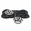Double Pet Bowl Steel with Non-Slip Rubber Mat