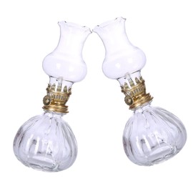 STOBAZA 2pcs Glas Kürbis Öllampe Kerosin Klassische Öllampe Vintage Öllampe Antike Laterne Lampe Rustikale Öllaterne Große Kammer Öllampe Laternen Lampe Öl Metall Transparent