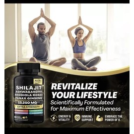 Shilajit Pure Himalayan 9000MG Energy Booster Ashwagandha 2000MG 60 Caps