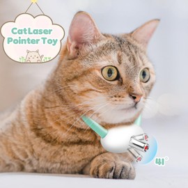 Automatic Laser Collar Cat Toy, Upgraded Laser Cat Toys, Flashing and Lasting modes, 8-12″ Bend Collar & 41°Adjust Angle free hands. Type-C USB Charge 1H and works 12H. Gifts for Ailurophile (Green)
