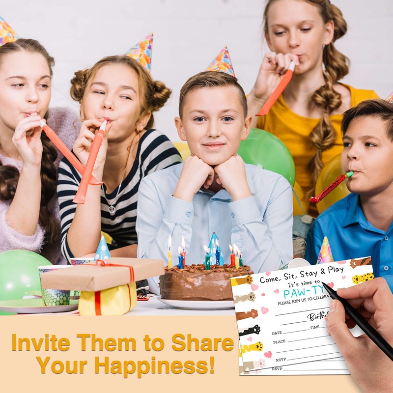 YSTEP Cat Birthday Party Invitations, 20 Invite Cards with Envelopes,