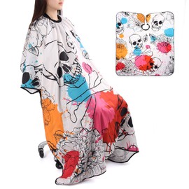 GEN'C BÉAUTY Professional Salon Hair Cutting Cape – 53.1″ × 61.0″ Waterproof Barber Stylist Apron with Adjustable Snap Neck Closure (Colorful Head)