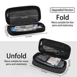 Large Capacity Pencil Case, Koncci Stationery Storage Handheld Pen Pouch Bag Multiple Compartment Double Zipper Portable High School Office Organizer